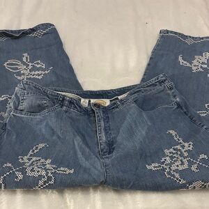 Stylish Blue Embroidered Women's Jeans